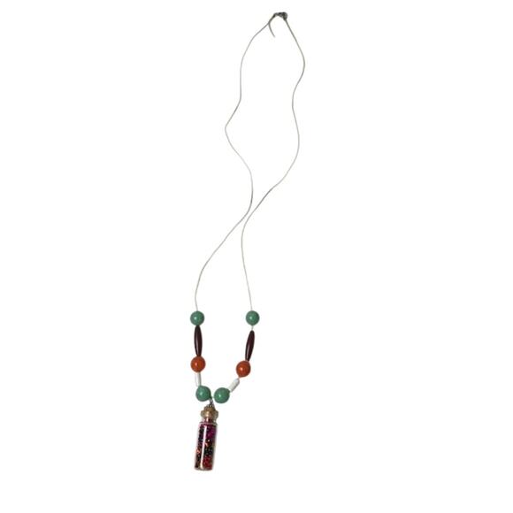 Beaded Glass Har Pendant Necklace Multicolored Fun Boho Long Necklace - Picture 1 of 8